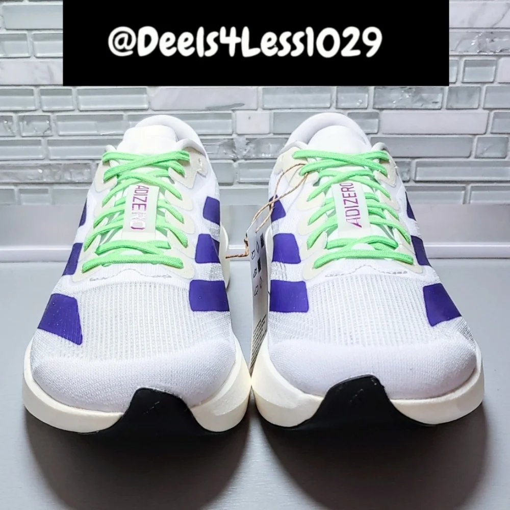 Adidas Adizero Evo SL Running Womens White Purple Burst Lime